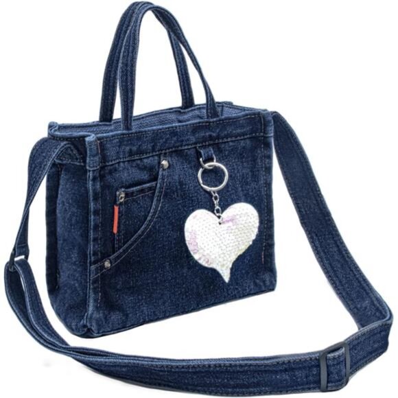 Crossbody Denim Purse Fashion Small Hobo Bag Stylish Handbag Tote - Picture 1 of 7